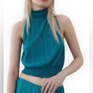 Zara pleated high neck top, Size M
